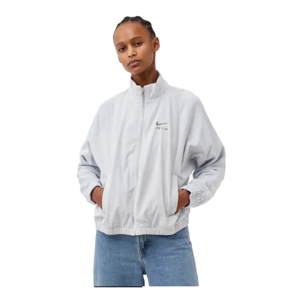 Nike Women's Air Corduroy Fleece Full-Zip Jacket Gray DQ6928-043 New Sz Medium